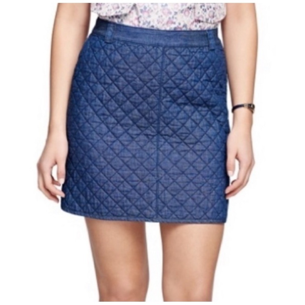 Brooks Brothers Red Fleece Blue Quilted Denim Mini Skirt Size 0 A-Line Diamond